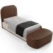 Cabeceira Cama Box 100cm Lanna com Puff Recamier Doha W01 Couríssimo Marrom - Lyam Decor