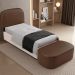 Cabeceira Cama Box 100cm Lanna com Puff Recamier Doha W01 Couríssimo Marrom - Lyam Decor