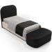 Cabeceira Cama Box 100cm Lanna com Puff Recamier Doha W01 Couríssimo Preto - Lyam Decor