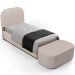 Cabeceira Cama Box 100cm Lanna com Puff Recamier Doha W01 Linho Bege - Lyam Decor