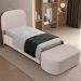 Cabeceira Cama Box 100cm Lanna com Puff Recamier Doha W01 Linho Bege - Lyam Decor