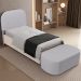Cabeceira Cama Box 100cm Lanna com Puff Recamier Doha W01 Linho Cinza - Lyam Decor