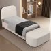 Cabeceira Cama Box 100cm Lanna com Puff Recamier Doha W01 Linho Cru - Lyam Decor