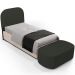 Cabeceira Cama Box 100cm Lanna com Puff Recamier Doha W01 Linho Verde Musgo - Lyam Decor