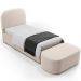 Cabeceira Cama Box 100cm Lanna com Puff Recamier Doha W01 Suede Bege - Lyam Decor