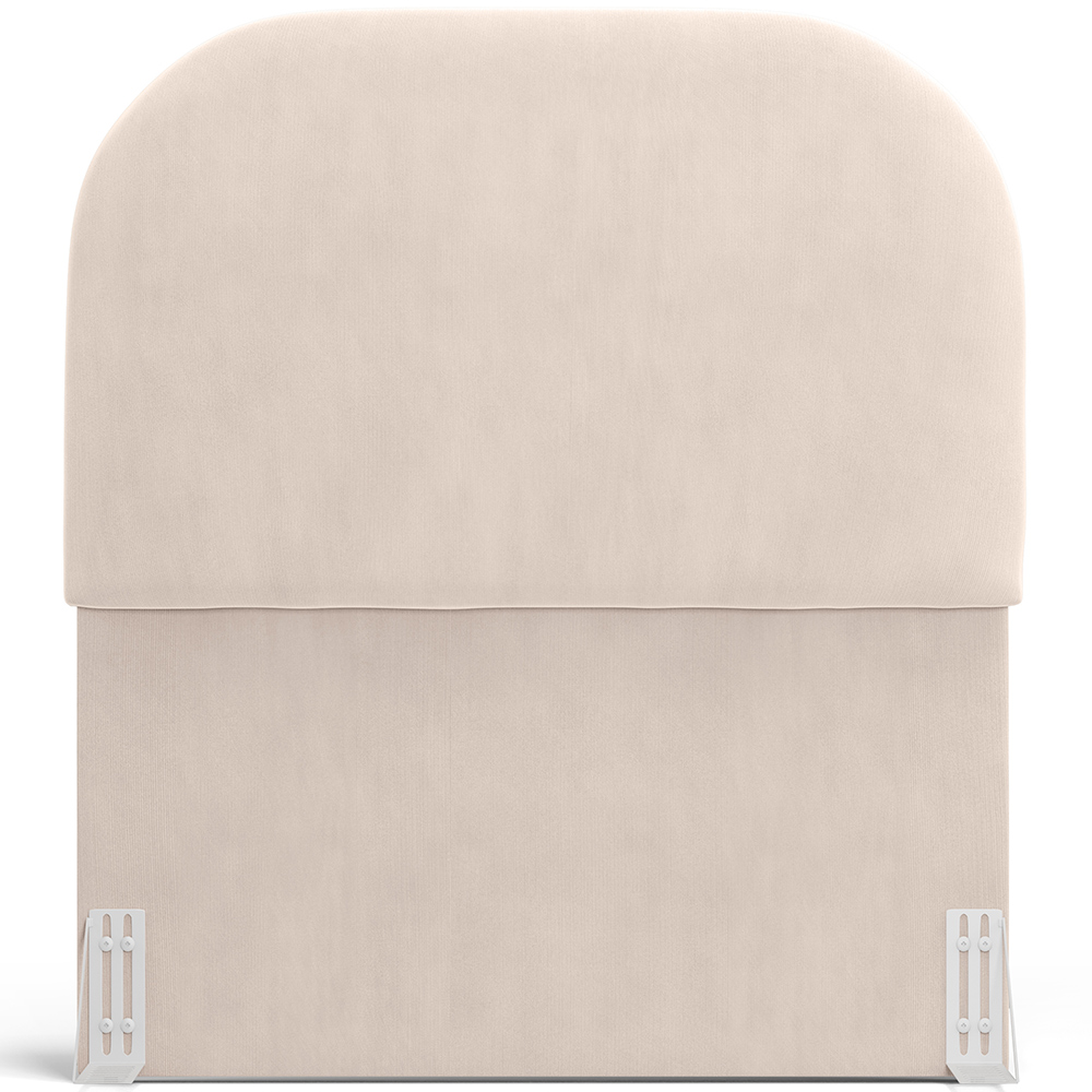 Cabeceira Cama Box 100cm Lanna com Puff Recamier Doha W01 Suede Bege - Lyam Decor