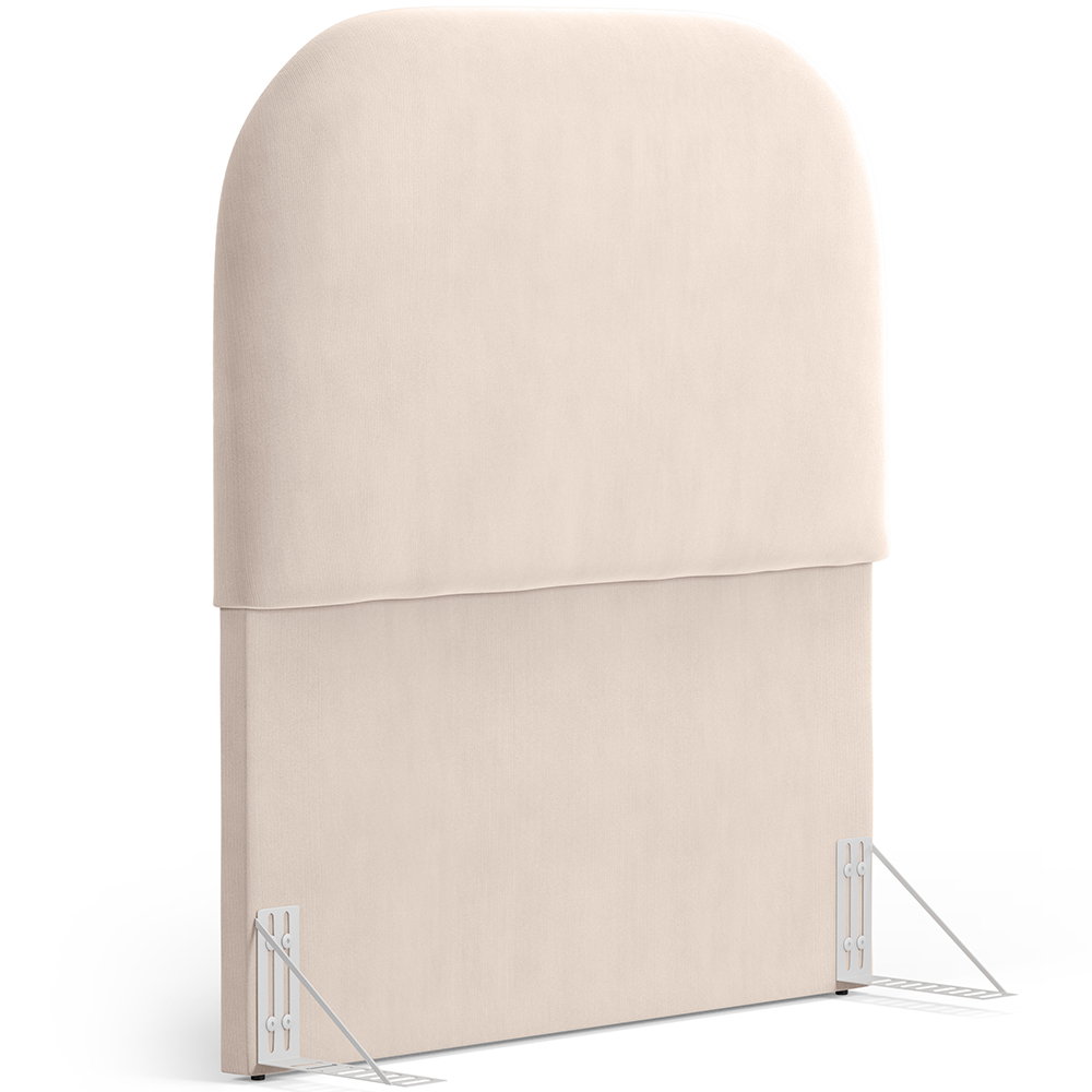Cabeceira Cama Box 100cm Lanna com Puff Recamier Doha W01 Suede Bege - Lyam Decor