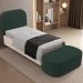 Cabeceira Cama Box 100cm Lanna com Puff Recamier Doha W01 Suede Verde Musgo - Lyam Decor