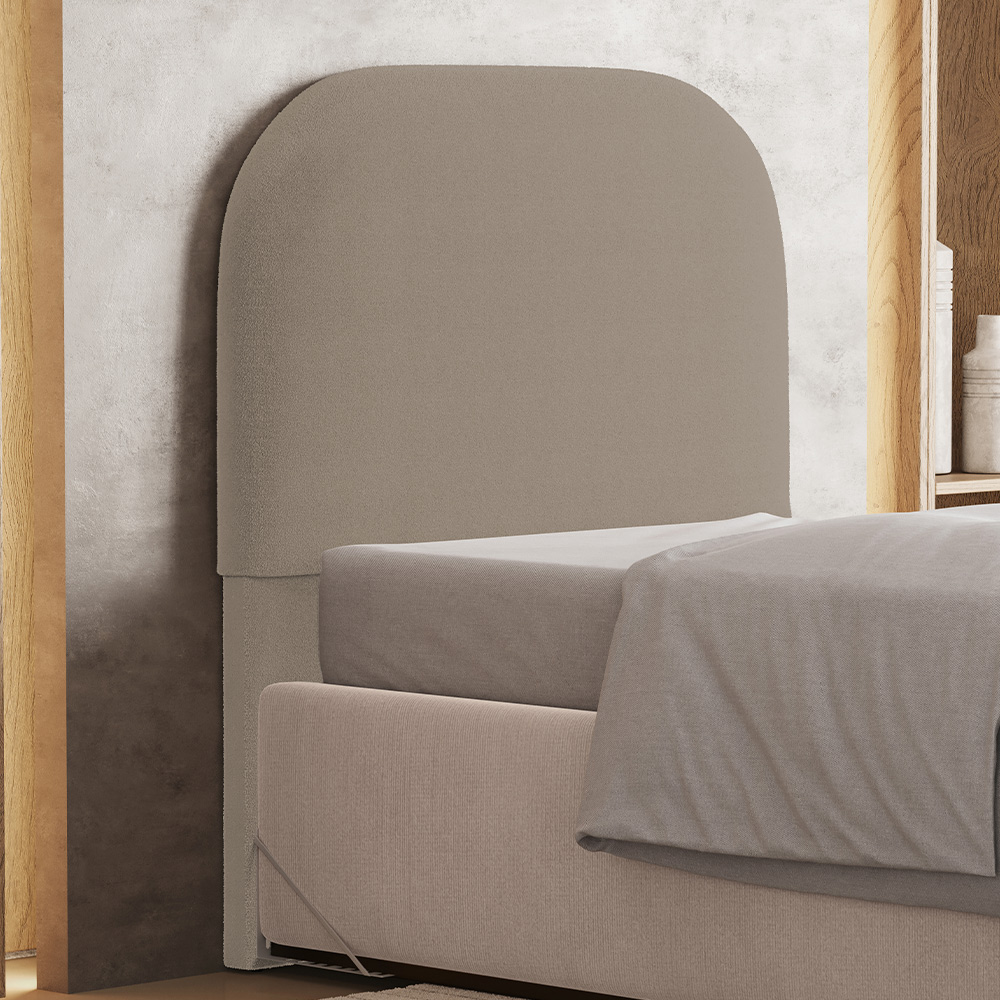 Cabeceira Cama Box 100cm Orgânica Lanna W01 Bouclê Bege - Lyam Decor
