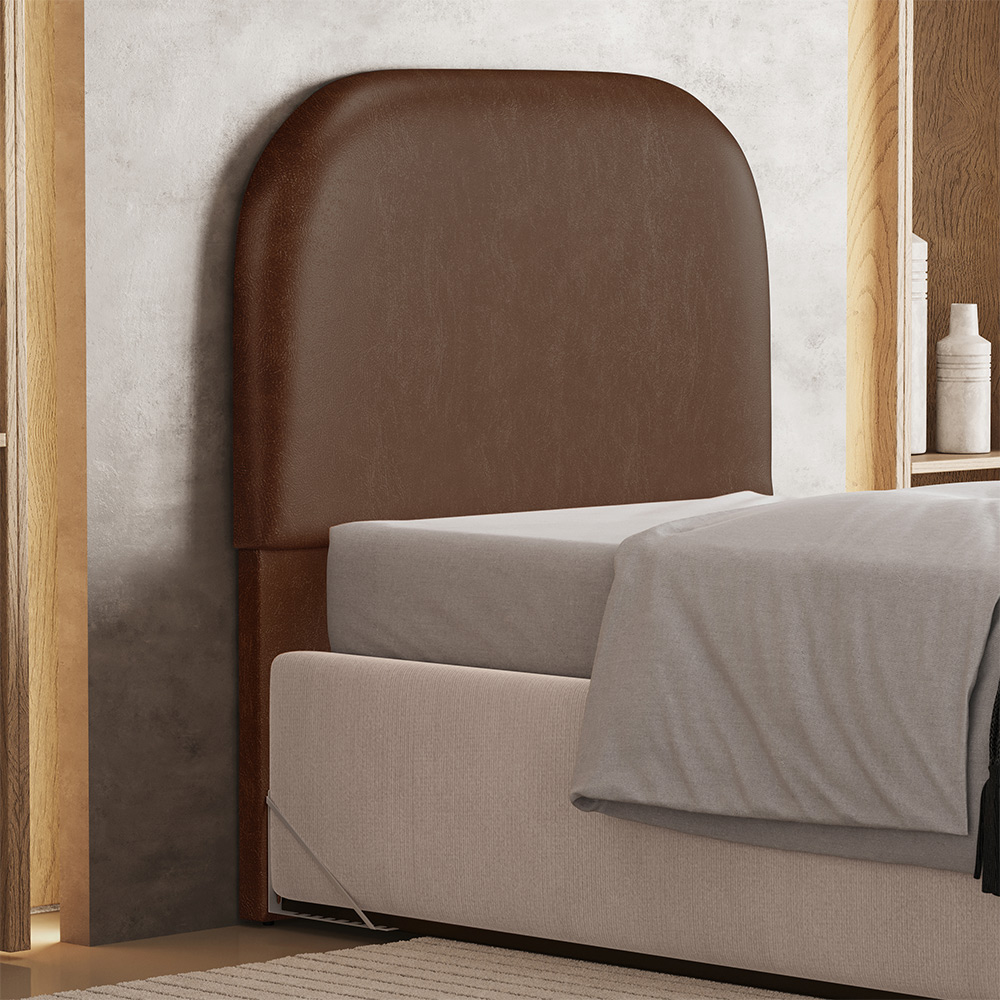 Cabeceira Cama Box 100cm Orgânica Lanna W01 Couríssimo Marrom - Lyam Decor