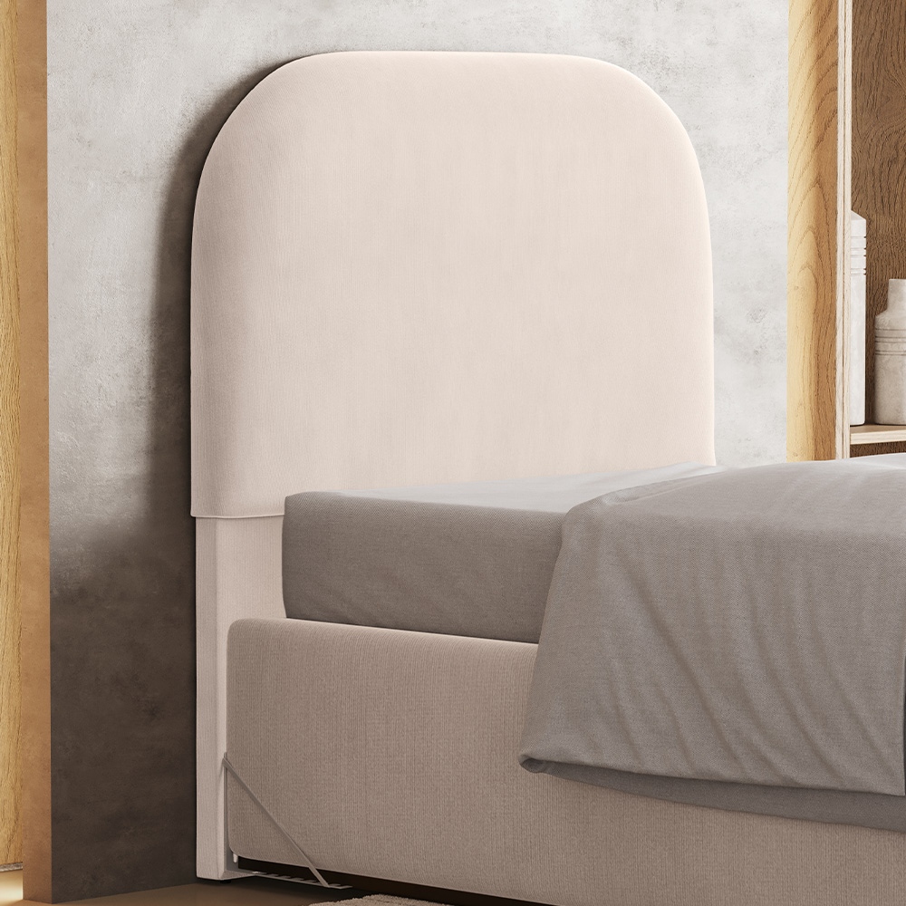 Cabeceira Cama Box 100cm Orgânica Lanna W01 Suede Bege - Lyam Decor