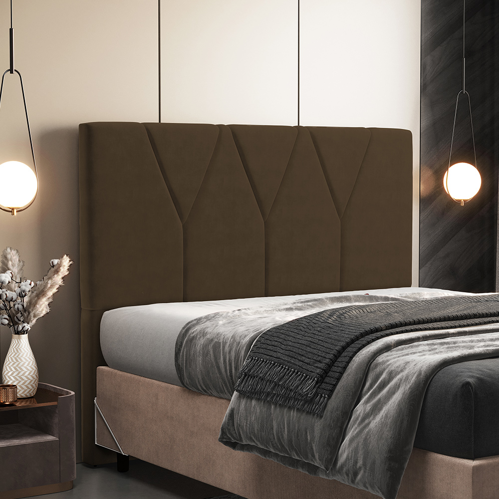 Cabeceira Cama Box Casal  King 195 cm Aurora W01 Suede Marrom - Lyam Decor