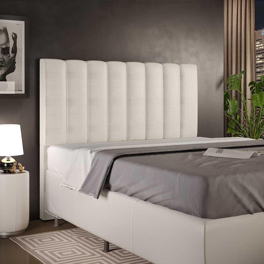Cabeceira Cama Box Casal 140 Cm Dália W01 Facto Pérola Metalizado - Lyam Decor