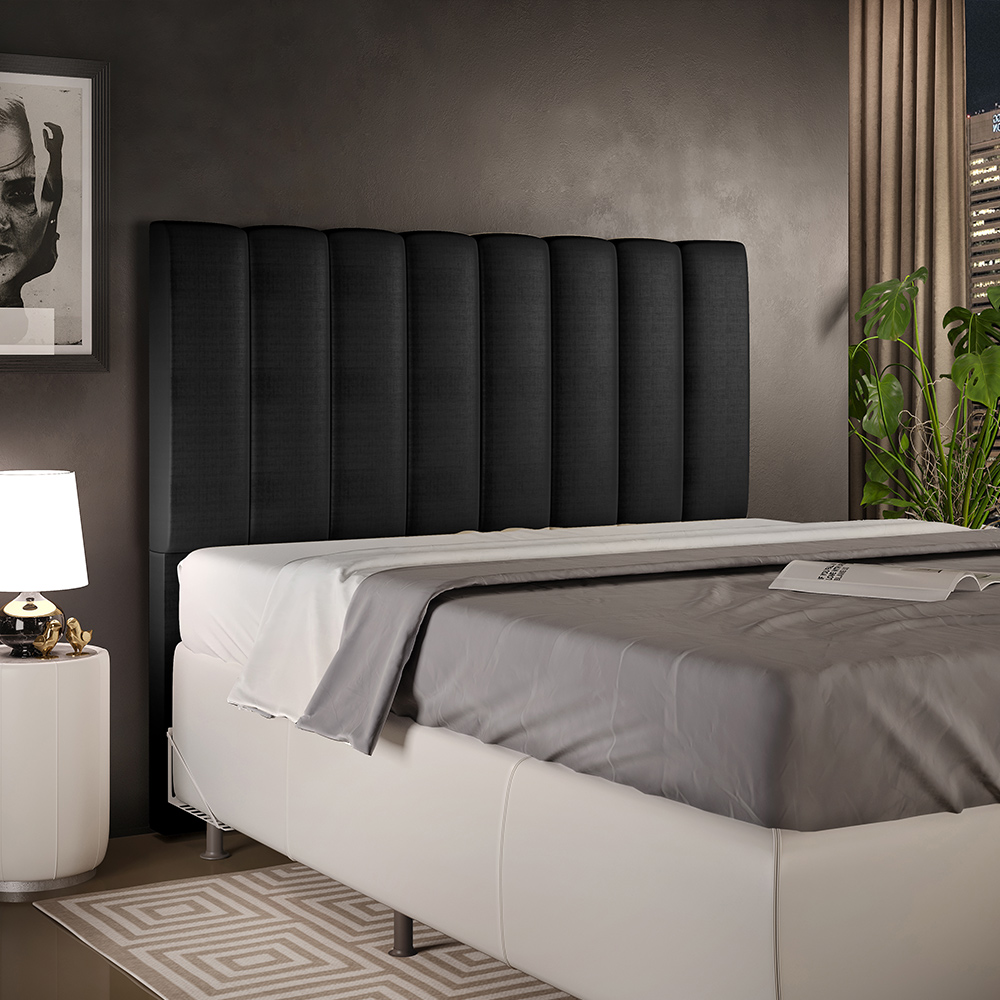 Cabeceira Cama Box Casal 140 Cm Dália W01 Facto Preto Metalizado - Lyam Decor