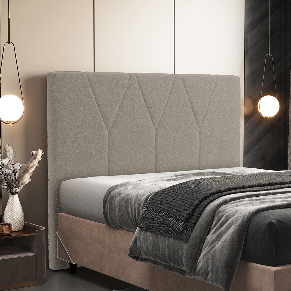 Cabeceira Cama Box Casal 140 cm Aurora W01 Bouclê Bege - Lyam Decor
