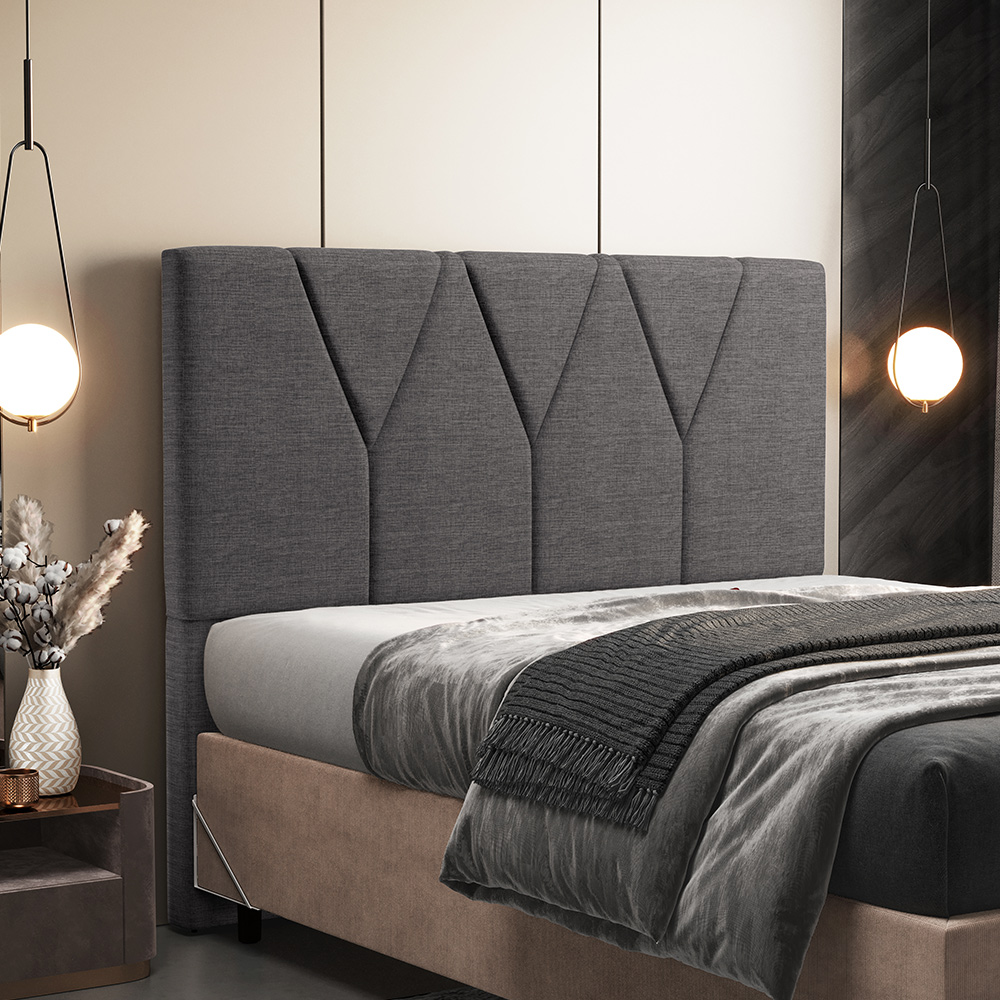 Cabeceira Cama Box Casal 140 cm Aurora W01 Linho Cinza Escuro - Lyam Decor
