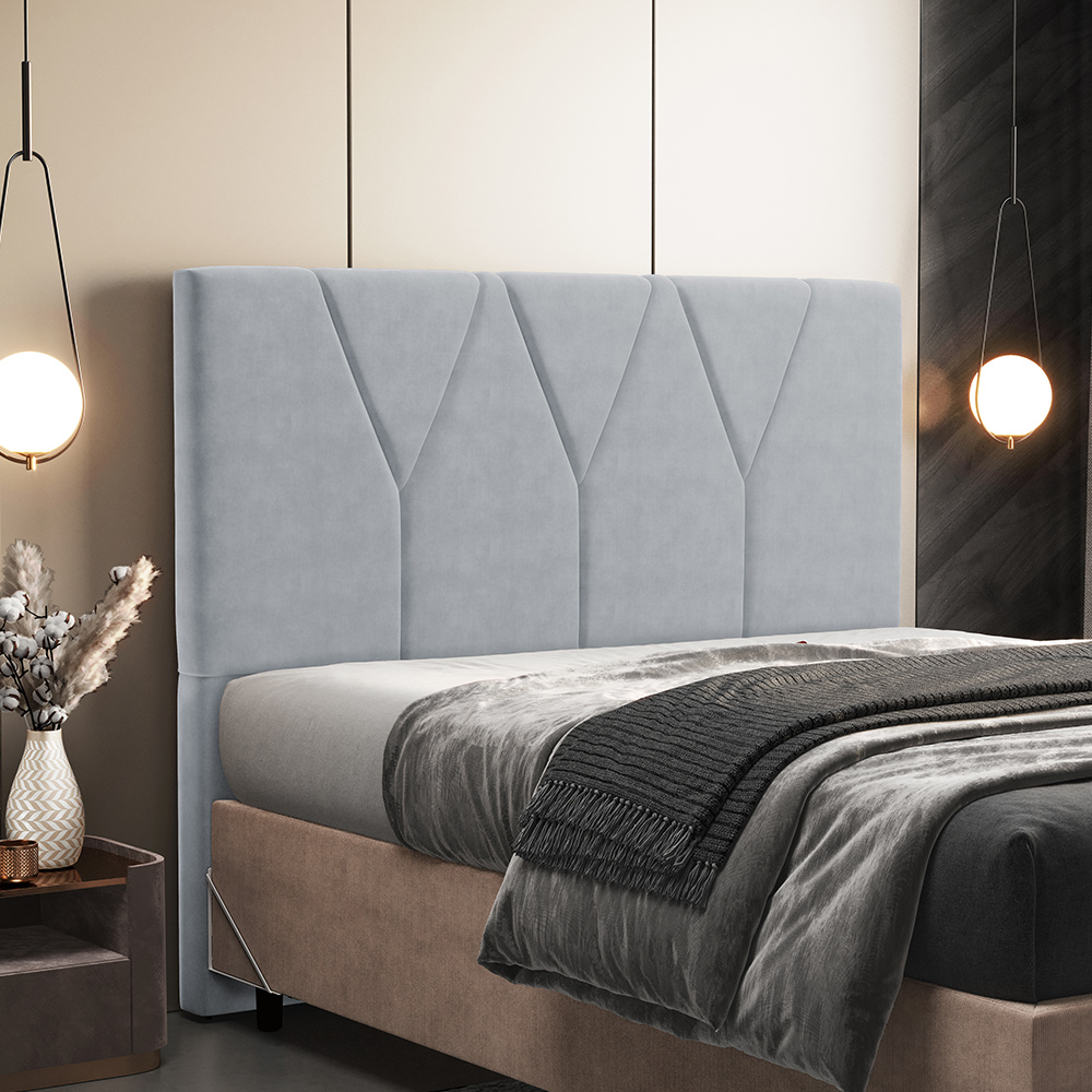 Cabeceira Cama Box Casal 140 cm Aurora W01 Suede Cinza - Lyam Decor