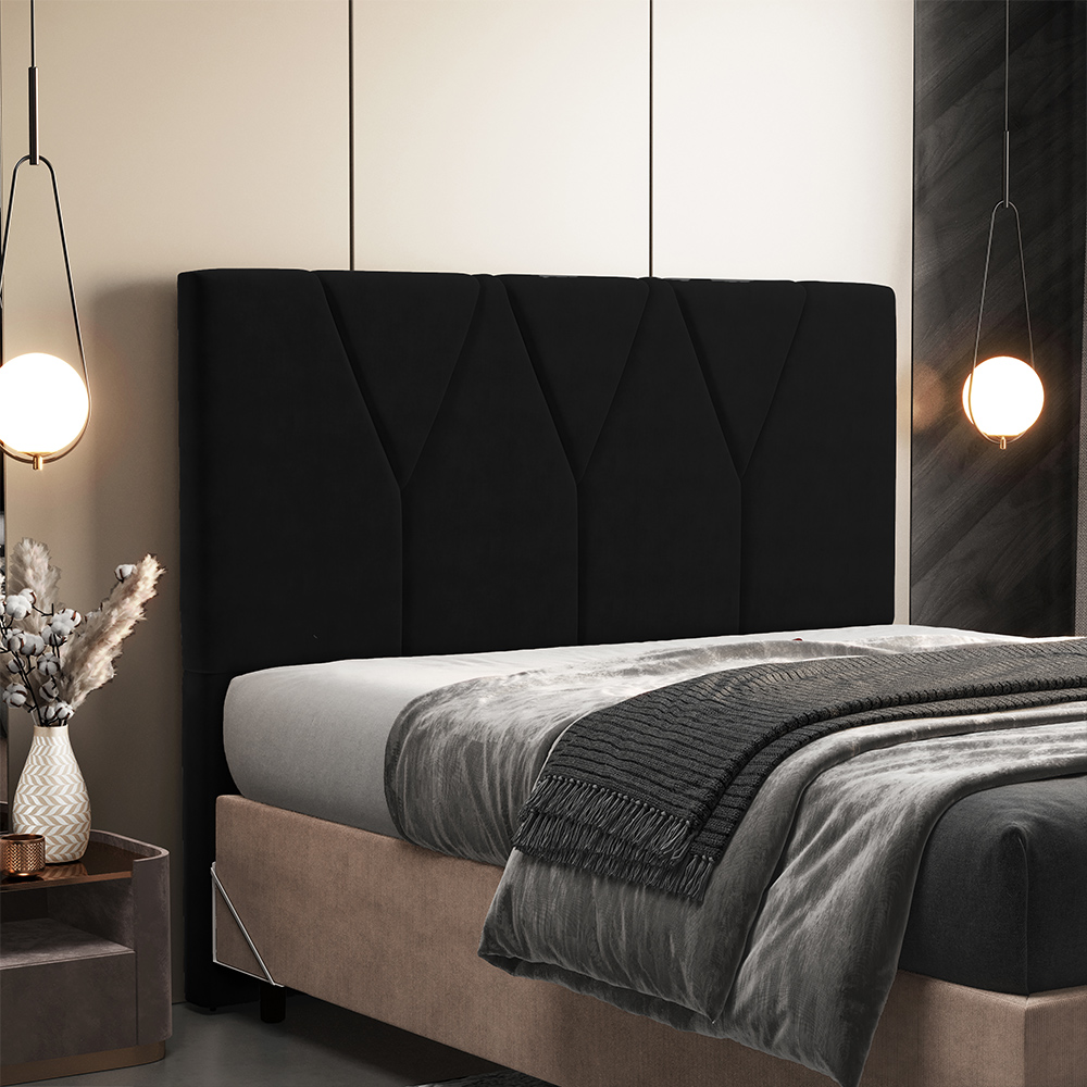 Cabeceira Cama Box Casal 140 cm Aurora W01 Suede Preto - Lyam Decor