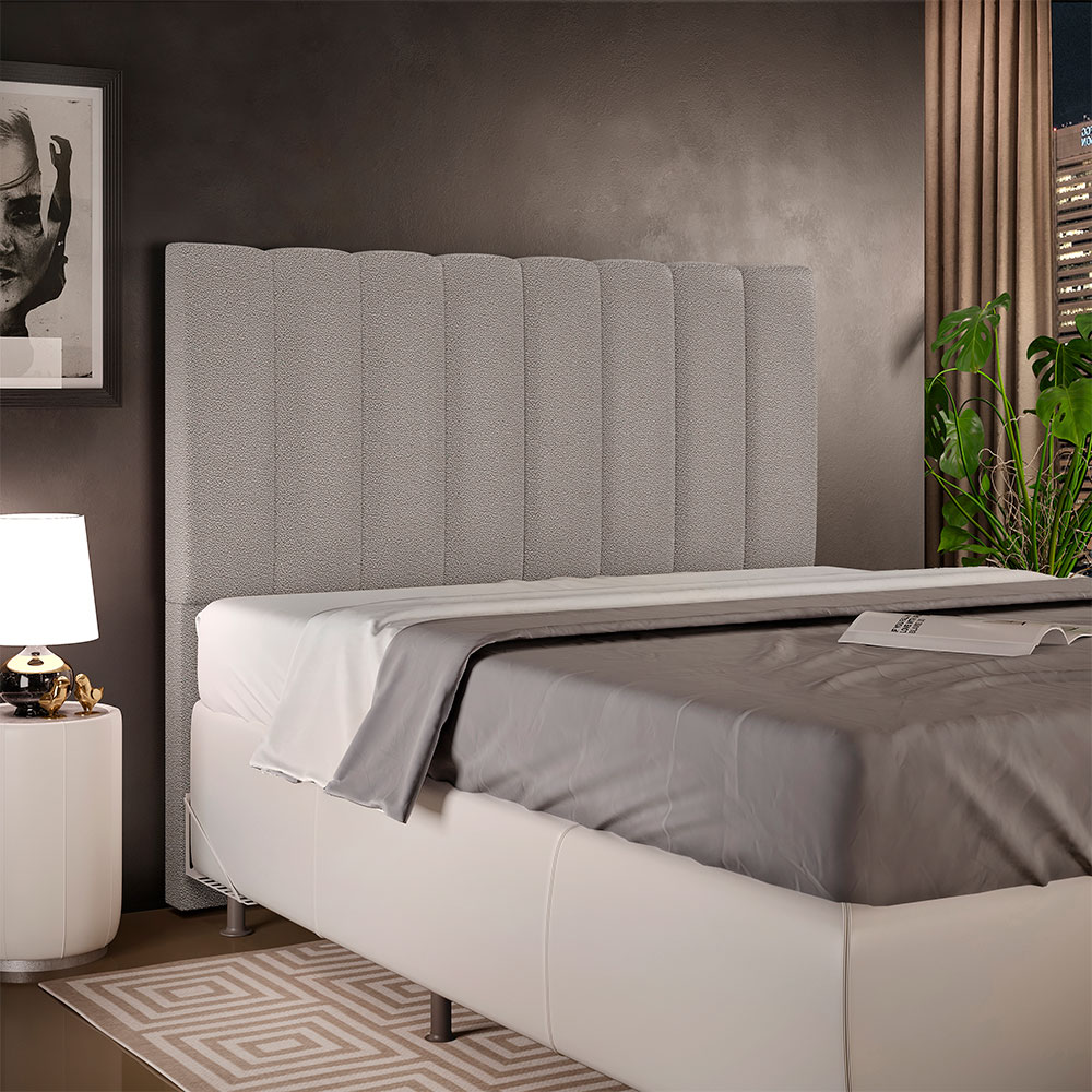 Cabeceira Cama Box Casal 140 cm Dália W01 Bouclê Bege - Lyam Decor