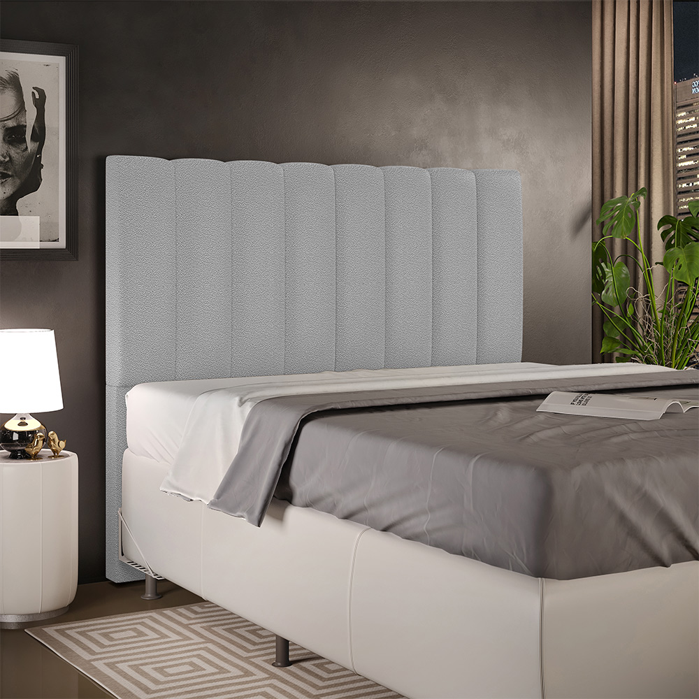 Cabeceira Cama Box Casal 140 cm Dália W01 Bouclê Cinza - Lyam Decor