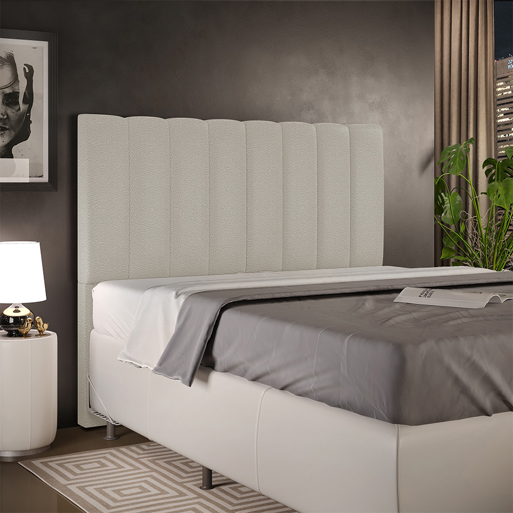 Cabeceira Cama Box Casal 140 cm Dália W01 Bouclê Creme - Lyam Decor