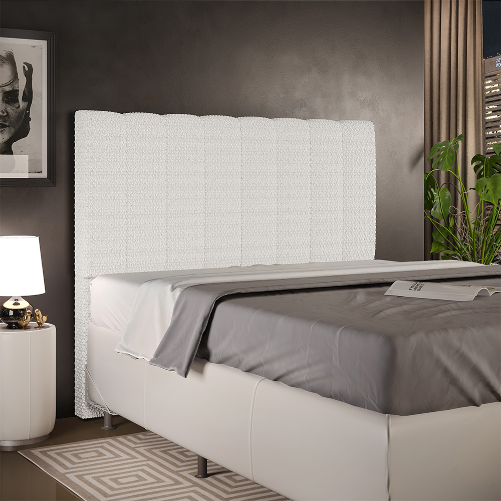 Cabeceira Cama Box Casal 140 cm Dália W01 Bouclê Cru - Lyam Decor
