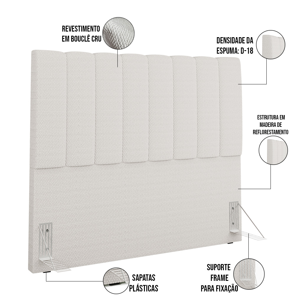 Cabeceira Cama Box Casal 140 cm Dália W01 Bouclê Cru - Lyam Decor