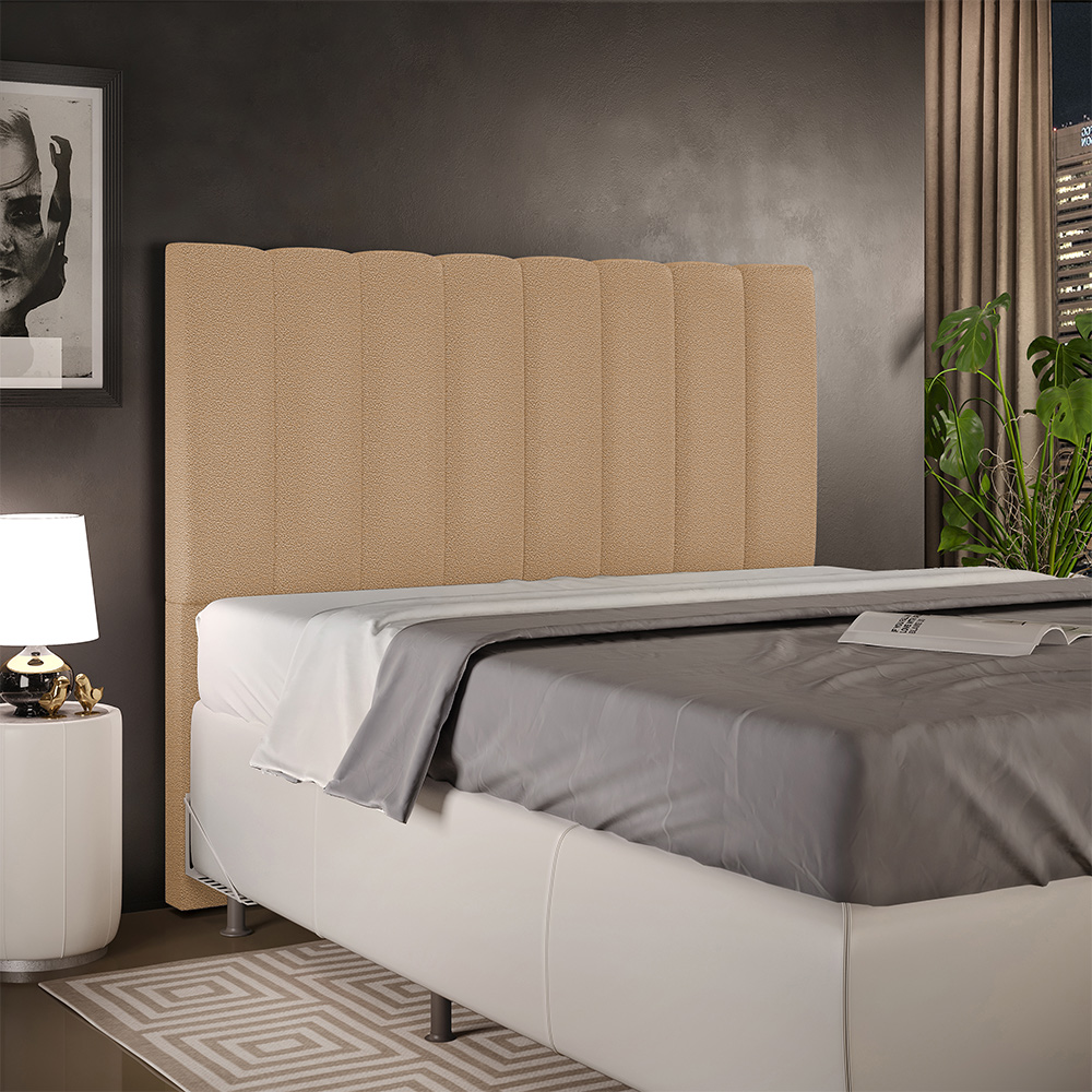 Cabeceira Cama Box Casal 140 cm Dália W01 Bouclê Mostarda - Lyam Decor