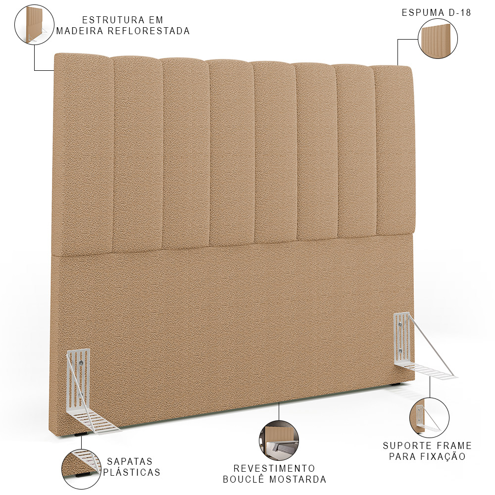 Cabeceira Cama Box Casal 140 cm Dália W01 Bouclê Mostarda - Lyam Decor
