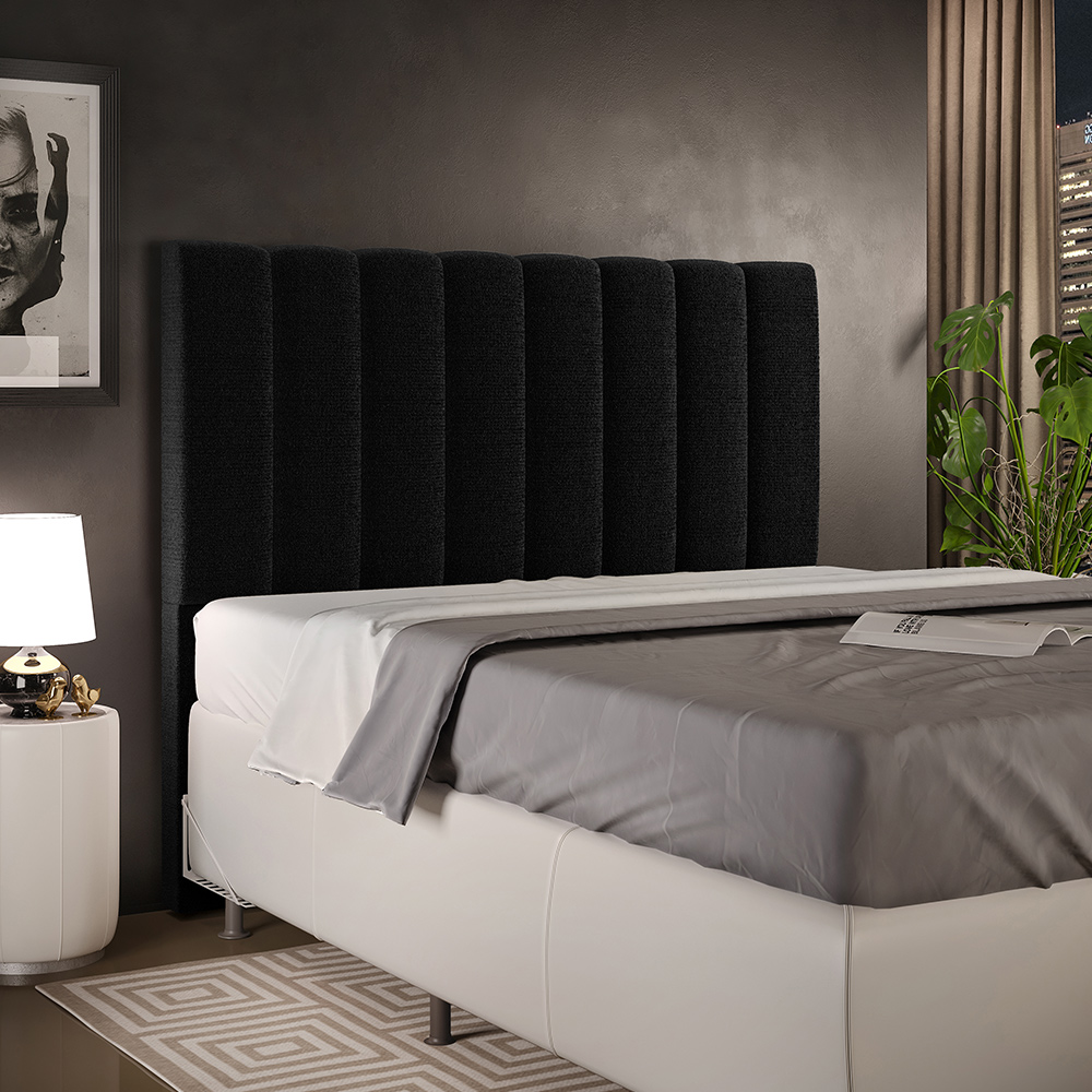 Cabeceira Cama Box Casal 140 cm Dália W01 Bouclê Preto - Lyam Decor