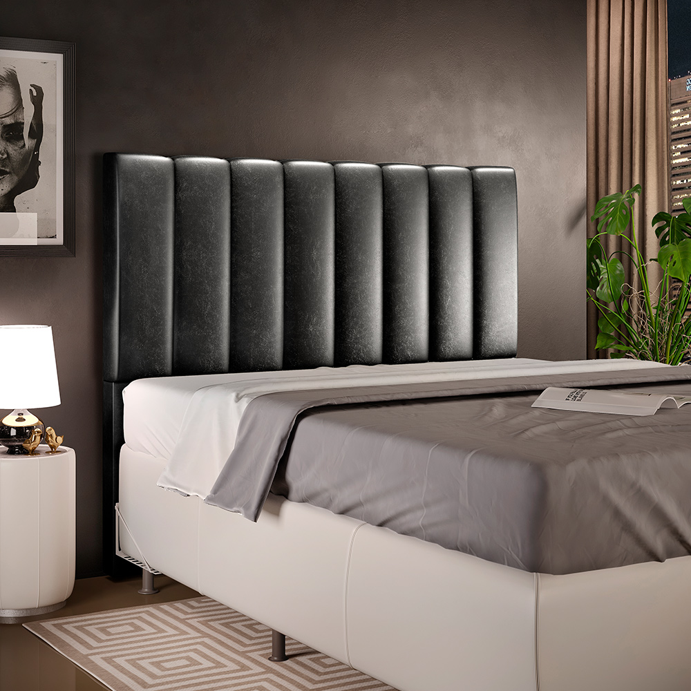 Cabeceira Cama Box Casal 140 cm Dália W01 Couríssimo Preto - Lyam Decor
