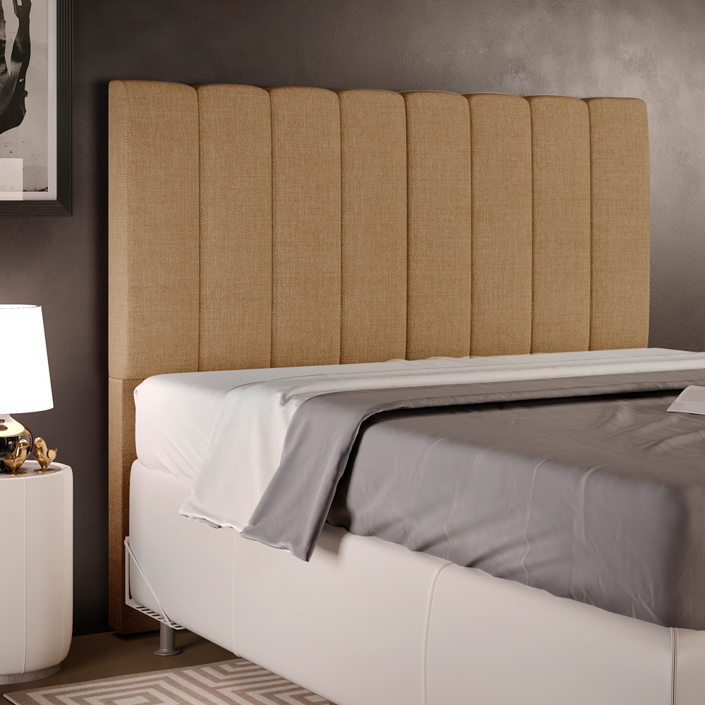 Cabeceira Cama Box Casal 140 cm Dália W01 Linho Bege Escuro - Lyam Decor