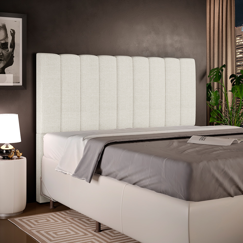 Cabeceira Cama Box Casal 140 cm Dália W01 Linho Champagne - Lyam Decor