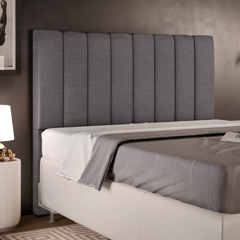 Cabeceira Cama Box Casal 140 cm Dália W01 Linho Cinza Escuro - Lyam Decor
