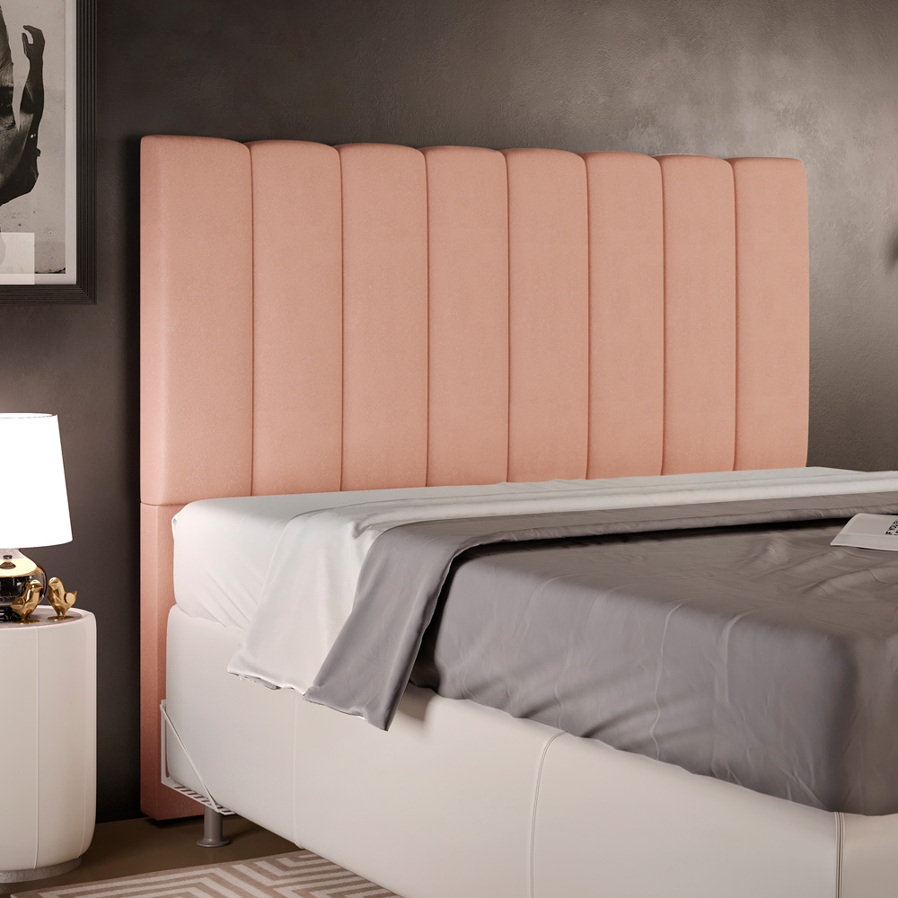 Cabeceira Cama Box Casal 140 cm Dália W01 Linho Rosê - Lyam Decor
