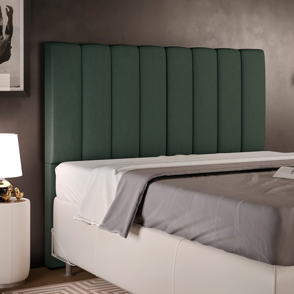 Cabeceira Cama Box Casal 140 cm Dália W01 Linho Verde Musgo - Lyam Decor