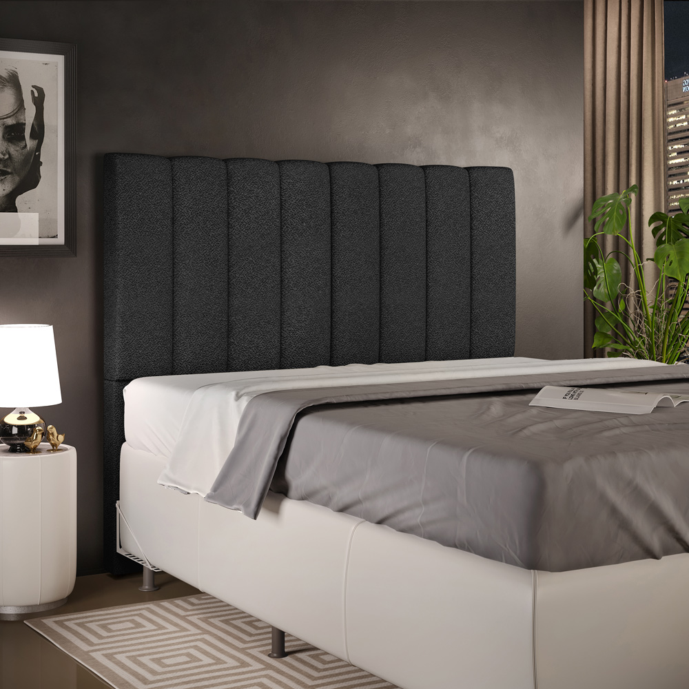 Cabeceira Cama Box Casal 140 cm Dália W01 Poliéster Preto - Lyam