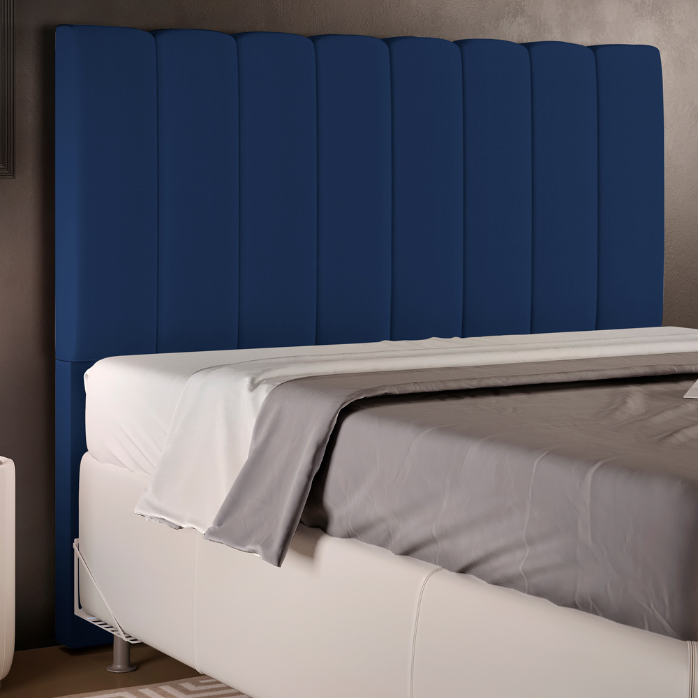 Cabeceira Cama Box Casal 140 cm Dália W01 Suede Azul Marinho - Lyam Decor