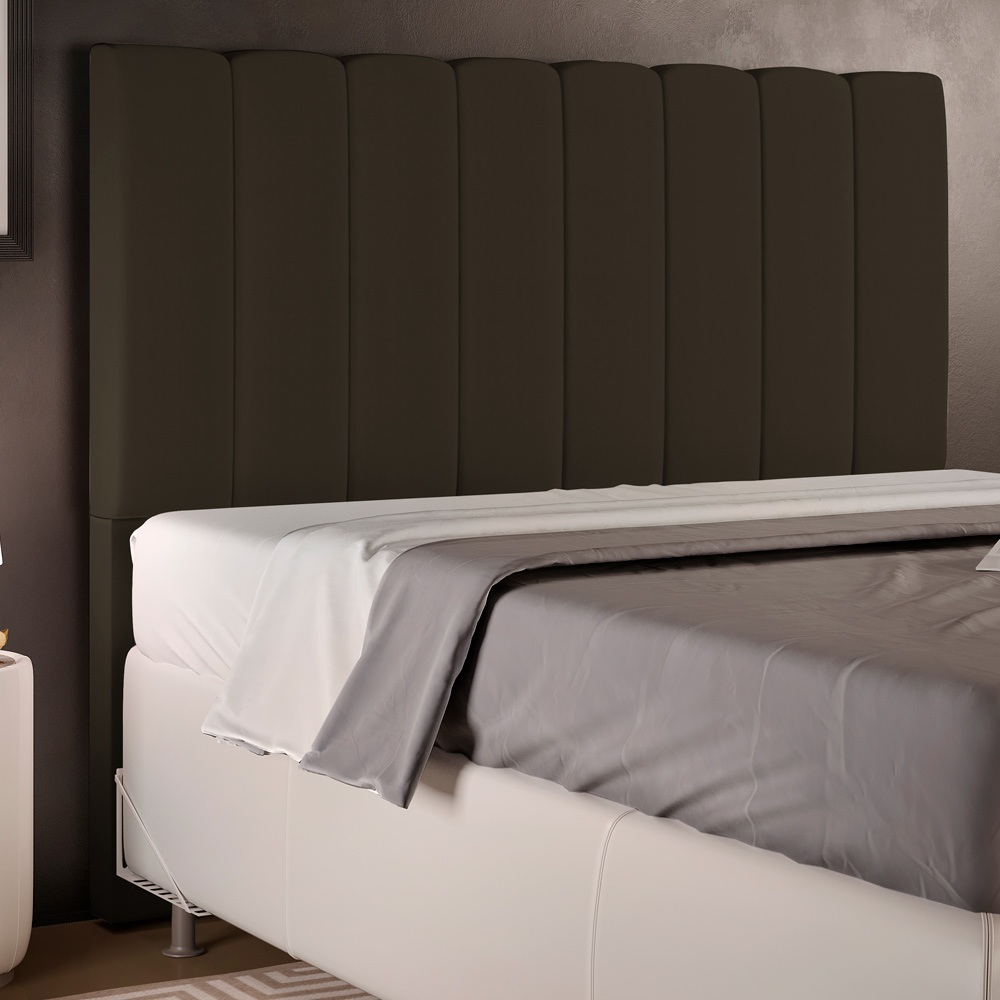 Cabeceira Cama Box Casal 140 cm Dália W01 Suede Marrom - Lyam Decor