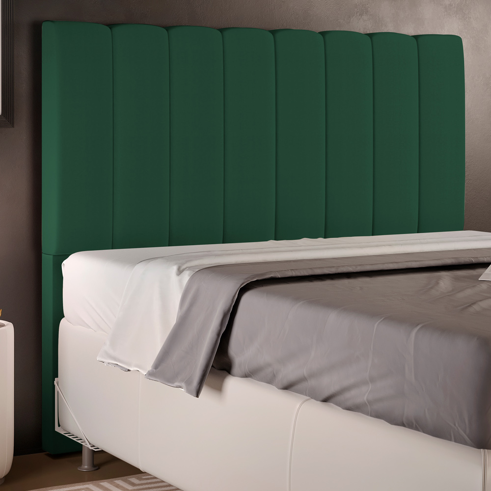Cabeceira Cama Box Casal 140 cm Dália W01 Suede Verde Musgo - Lyam Decor