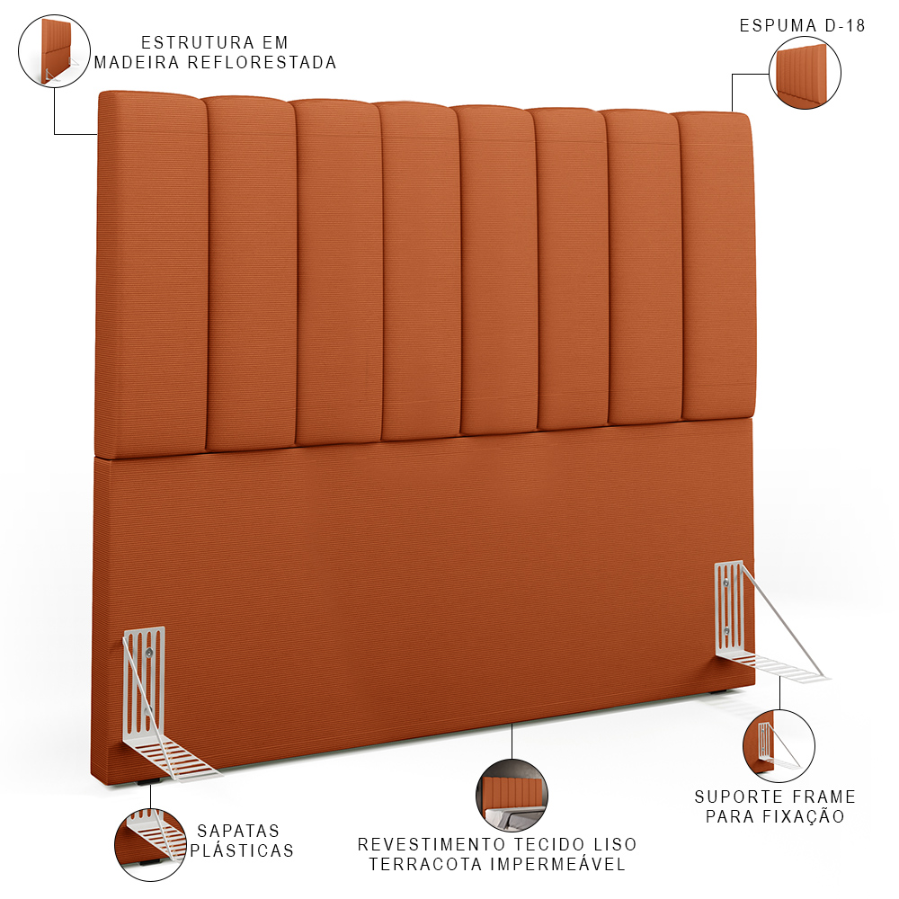 Cabeceira Cama Box Casal 140 cm Dália W01 Tecido Terracota - Lyam Decor