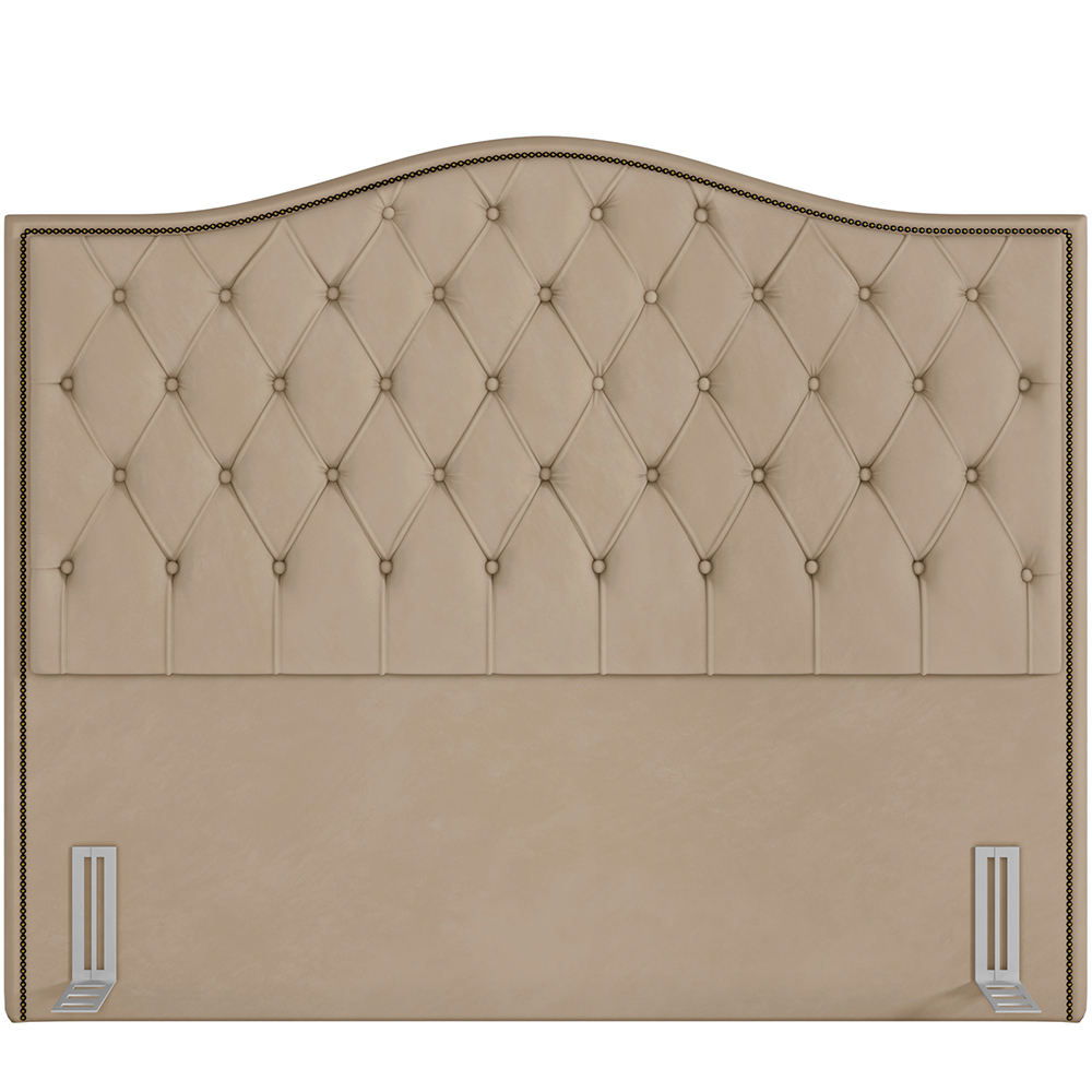Cabeceira Cama Box Casal 140 cm P05 Grécia Veludo Bege - Lyam Decor