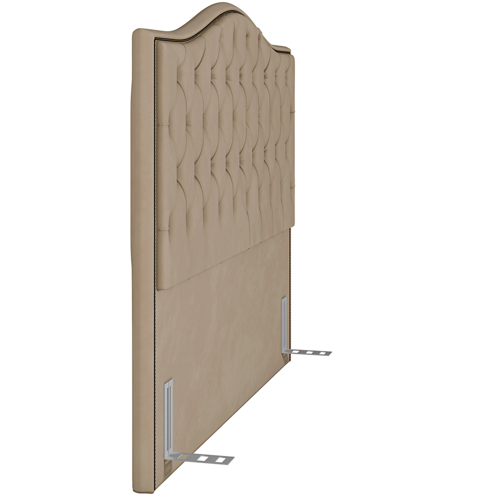 Cabeceira Cama Box Casal 140 cm P05 Grécia Veludo Bege - Lyam Decor