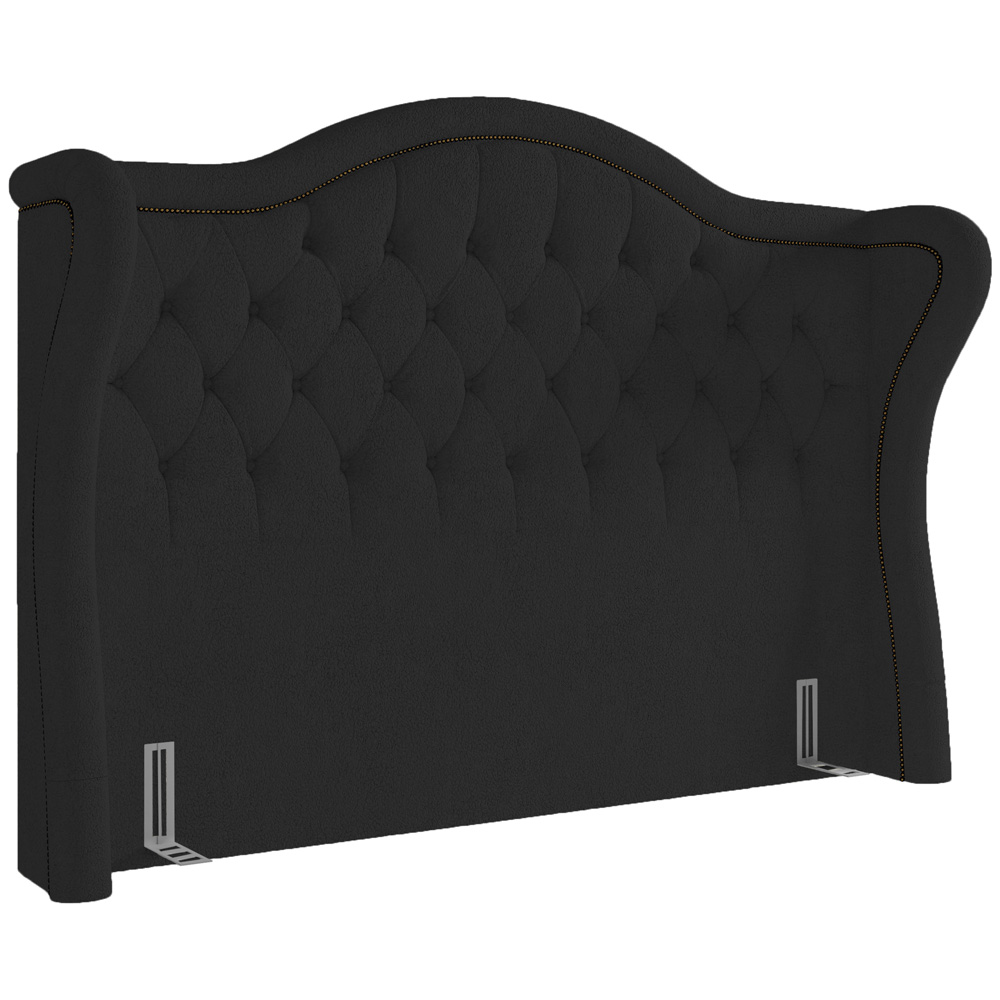 Cabeceira Cama Box Casal 140 cm P05 Lisboa Bouclê Preto - Lyam Decor