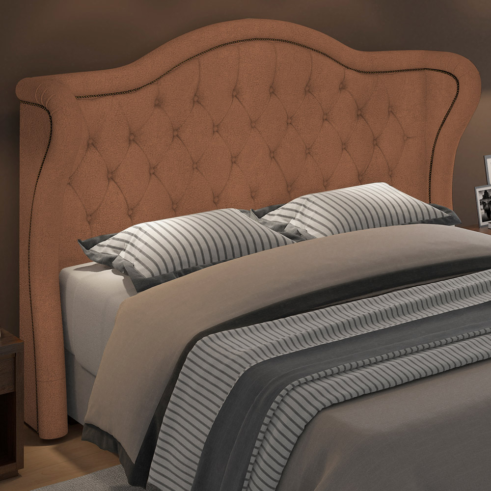 Cabeceira Cama Box Casal 140 cm P05 Lisboa Bouclê Terracota - Lyam Decor