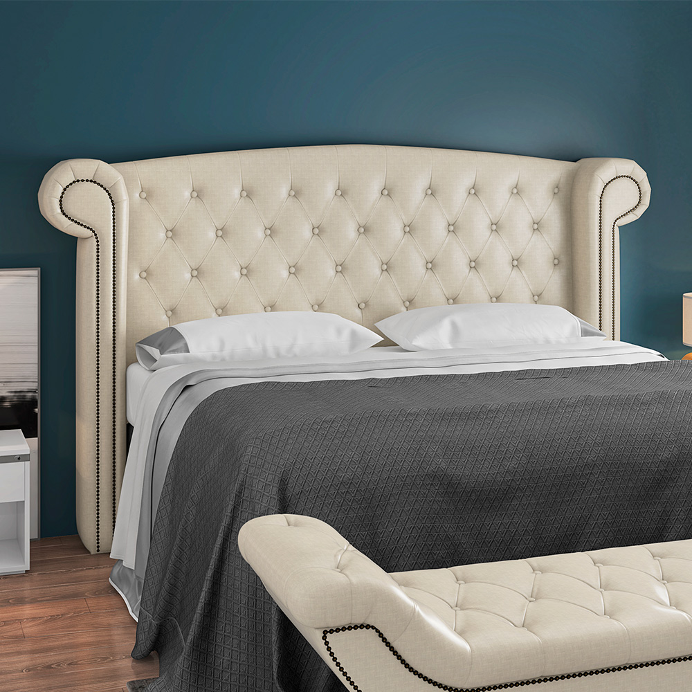 Cabeceira Cama Box Casal 140 cm P05 Sofia Facto Dunas Pérola - Lyam Decor