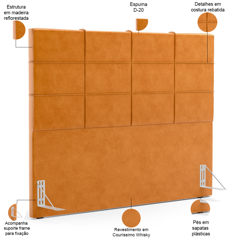 Cabeceira Cama Box Casal 140 cm Roma W01 Couríssimo Whisky - Lyam