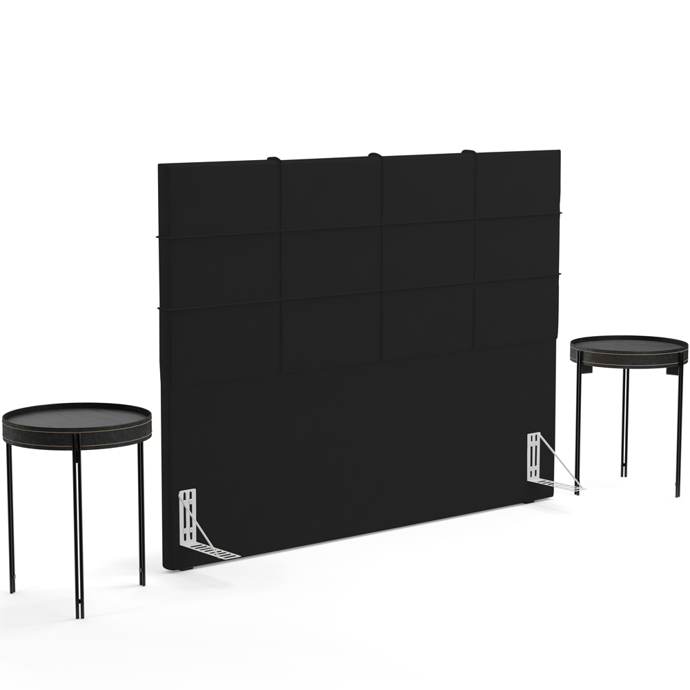 Cabeceira Cama Box Casal 140 cm Roma W01 Suede Preto - Lyam