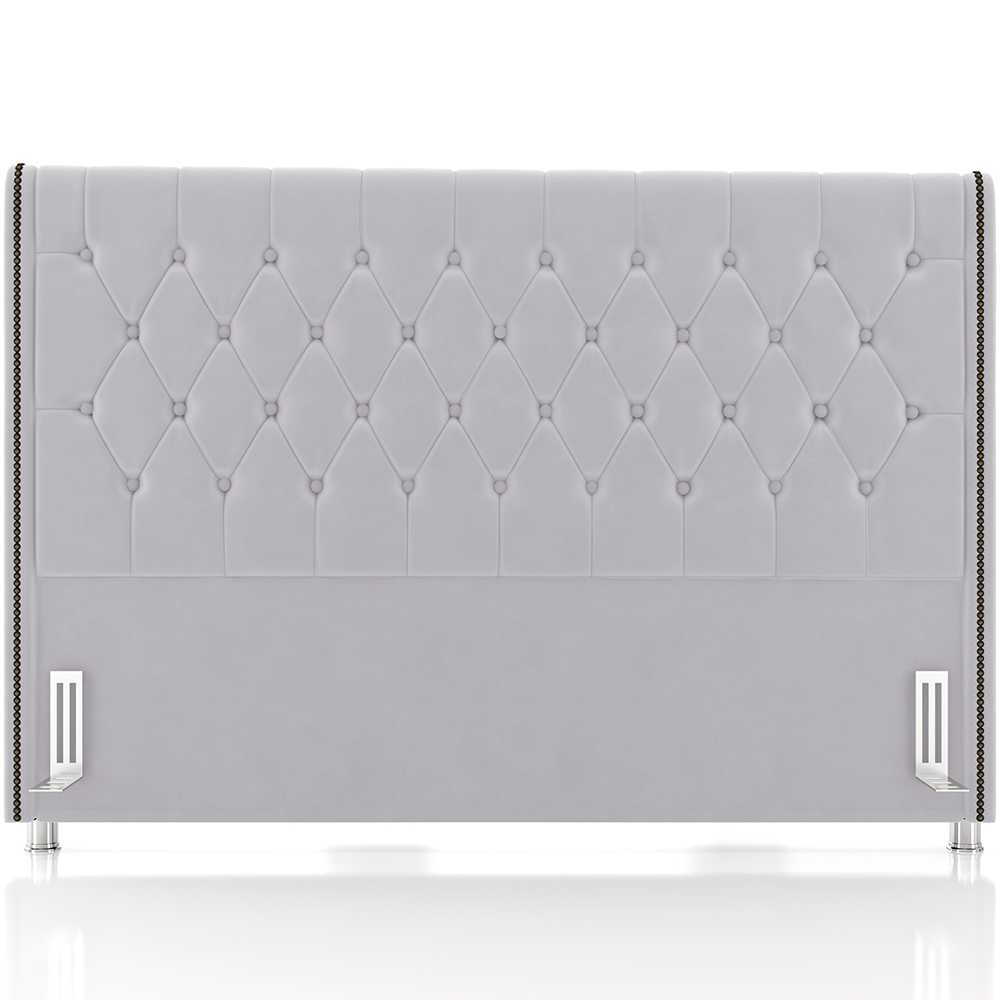 Cabeceira Cama Box Casal 140cm Estofada Frizza P05 Veludo Cinza - Lyam Decor