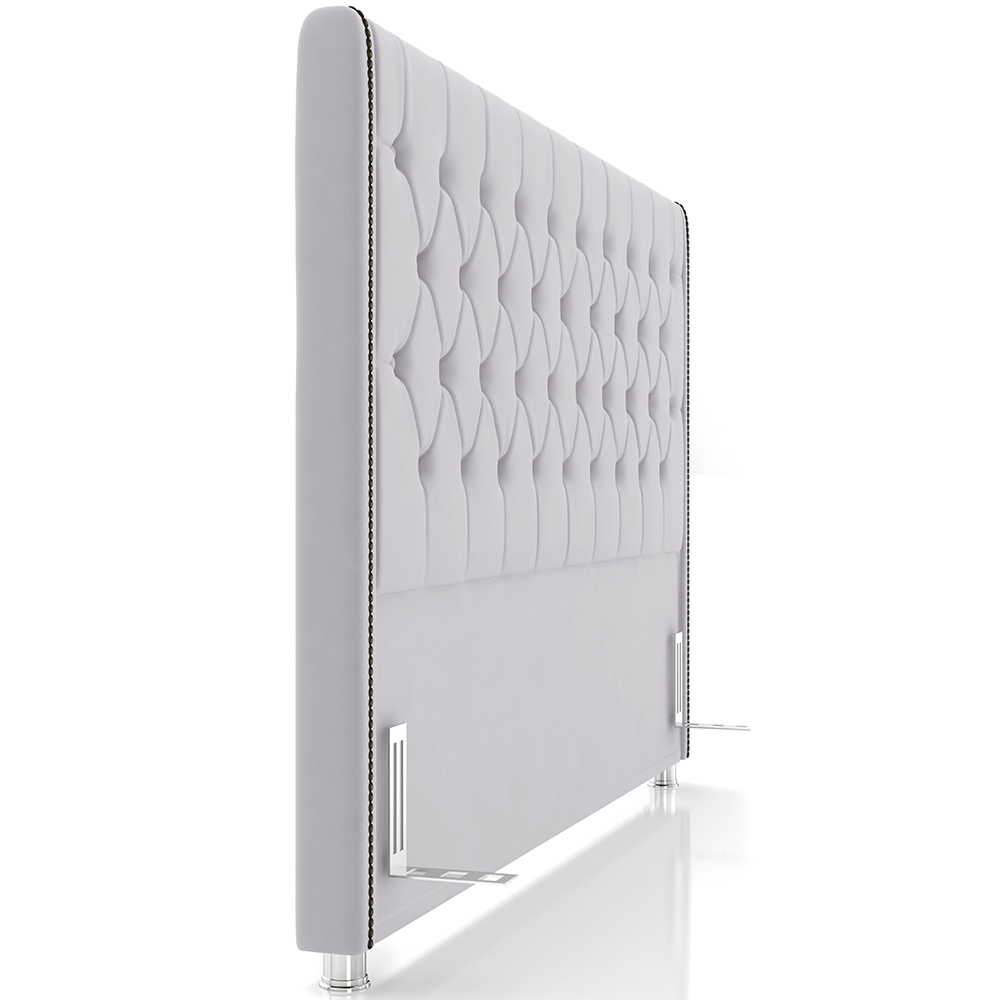 Cabeceira Cama Box Casal 140cm Estofada Frizza P05 Veludo Cinza - Lyam Decor